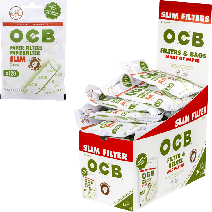 OCB Papier Filter Slim 6 mm 34 ✔️ in deiner Tabak Welt