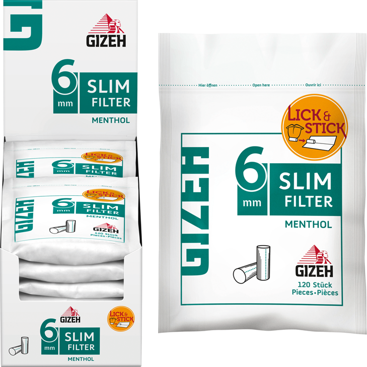 Großhandel Gizeh Slim Filter Menthol 10 Beutel je 120 Filter, 1,09 €