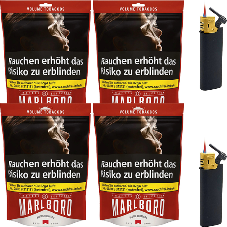 Marlboro Crafted Selection 4 x 90g mit Feuerzeugen