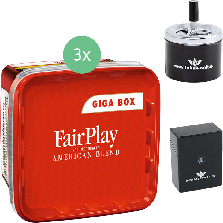 FairPlay Volumentabak Giga Box 3 x 280g mit Aschenbecher