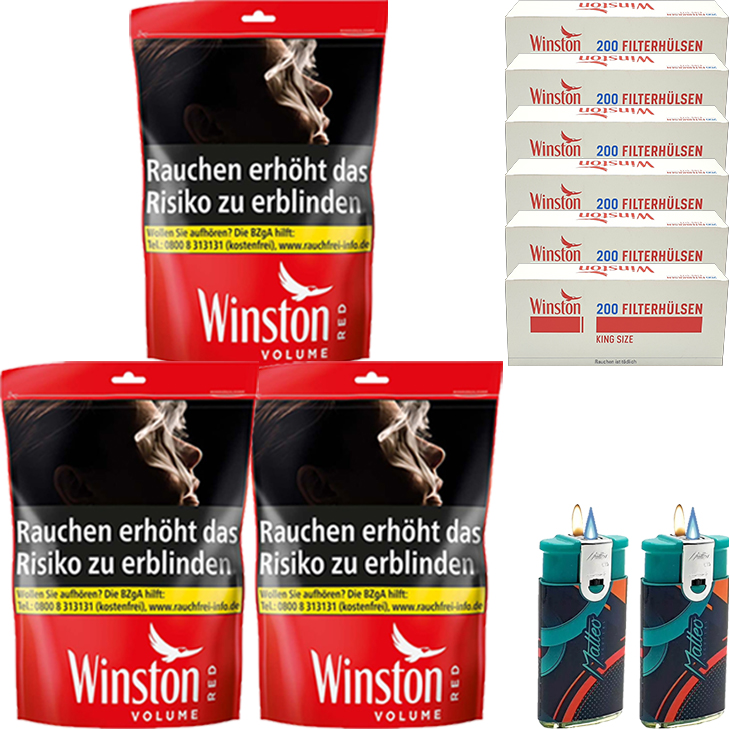 Winston Tabak 2 x 160g mit Zigarettenbox ✔️Tabak Welt