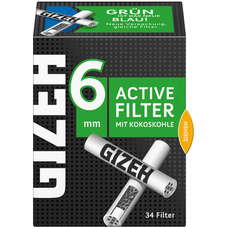 34 Gizeh Aktivkohlefilter Ø 6 mm Active Filter Schachtel - Herb Shuttles®